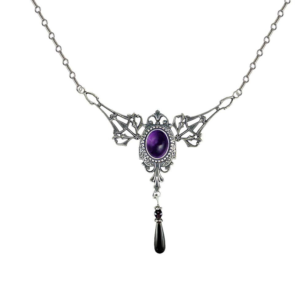 Sterling Silver Victorian Necklace With Amethyst